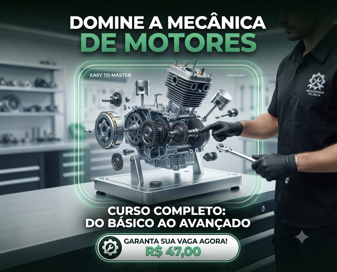 Mecânico trabalhando no motor de uma motocicleta